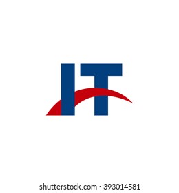 IT initial overlapping swoosh letter logo blue red