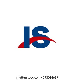 IS initial overlapping swoosh letter logo blue red