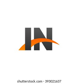 IN initial overlapping swoosh letter logo black orange
