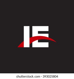 IE initial overlapping swoosh letter logo white red black background