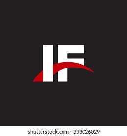 IF initial overlapping swoosh letter logo white red black background