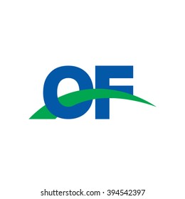 OF initial overlapping swoosh letter logo blue green