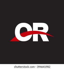 OR initial overlapping swoosh letter logo white red black background