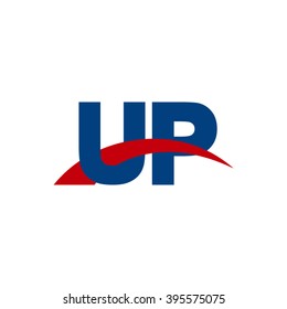 UP initial overlapping swoosh letter logo blue red