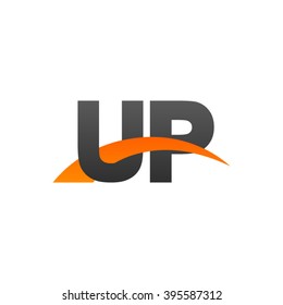 UP initial overlapping swoosh letter logo black orange