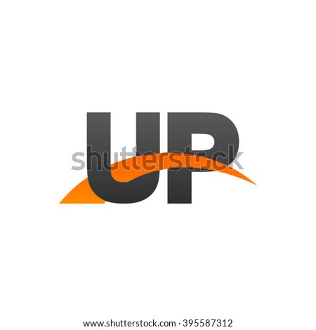 UP initial overlapping swoosh letter logo black orange