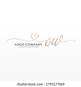Initial OW beauty monogram and elegant logo design, handwriting logo of initial signature, wedding, fashion, floral and botanical with creative template.