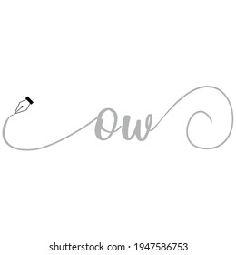 Initial OW logo handwriting business illustration fashion simple