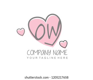 Initial OW with love logo template vector