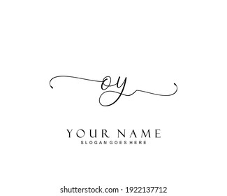 Initial OY beauty monogram and elegant logo design, handwriting logo of initial signature, wedding, fashion, floral and botanical with creative template.