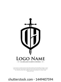 initial OY, DY letter with shield style logo template vector
