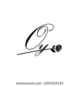 Initial OY handwriting flower typography ornament modern