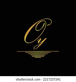 Initial OY logo signature elegant gold element