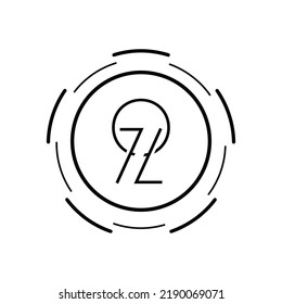Logo de la carta OZ inicial con diseño circular e iluminación de vectores de cuadros redondos