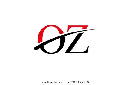 Logotipo de letra inicial de OZ con plantilla de vectores gráficos de diseño Swoosh para identidad de empresa y empresa.