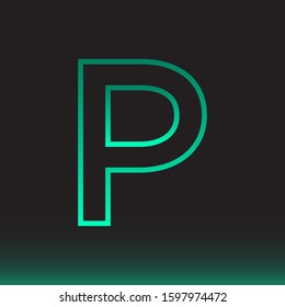 Initial P Abstract Minimal Premium Light Cyan Gradient Logo Icon Black Background Isolated