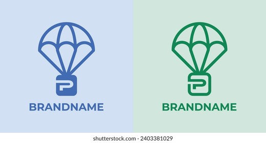 Initial P Airdrop Logo Set, great for business related to Airdrop or parachutes with P initial