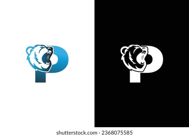 Initial P Bear logo. Bear Abstract P letter with bear modern unique logo design. Logo icon template vector image