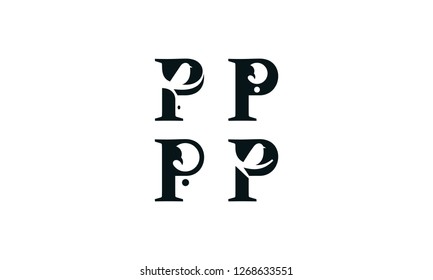 initial P bird logo icon vector