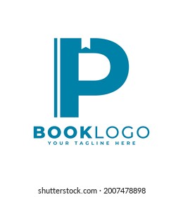 Initial P Book Logo Design. Usable for Education, Business and Building Logos. Flat Vector Logo Design Ideas Template Element