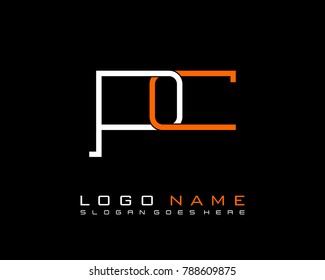 Initial P & C minimalist logo template vector