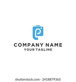 Initial P Camera logo design vector illustration