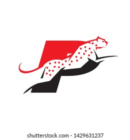 Initial P cheetah logo template vector illustration