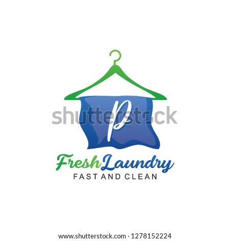 Initial P With Clothes Hanger Shape Laundry Icon Logo