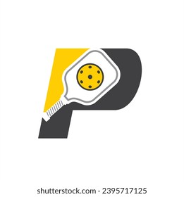 initial p combined with pickleball icon.