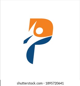 initial P comibined people icon, initial logo.