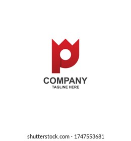 initial p with crown color logo design vector, icon, template