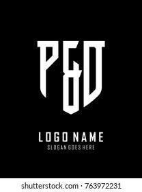 Initial P & D abstract shield logo template vector