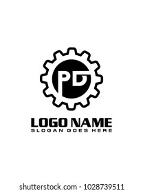 Initial P & D gear logo template vector