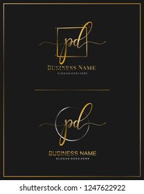 Initial P D PD handwriting logo vector. Letter handwritten logo template.