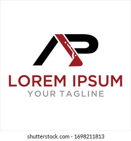 Initial A P excavator logo concept vector with arm excavator template vector.