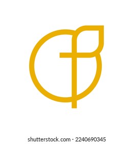 Initial P, f, circle, abstract art logo vector design