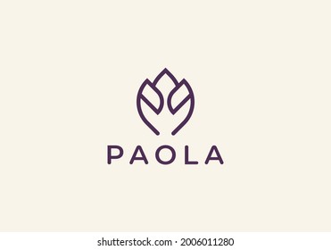 initial p and flower logo. Flower symbol. Beauty, spa, salon, cosmetics or boutique logo and more business.
