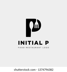 initial p food equipment simple logo template vector icon abstract