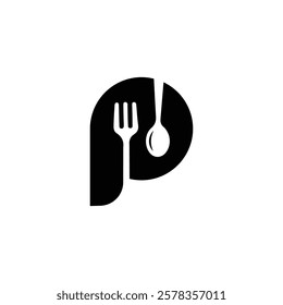 Initial p food equipment simple logo. Vector letter p for cooking logo.