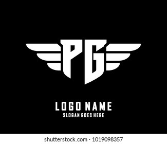 Initial P & G wing logo template vector