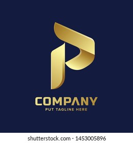 initial p gold luxury logo template for business
