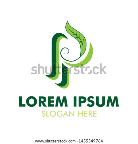 initial P growt nature logo template - vector