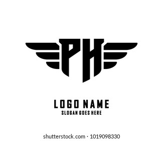 Initial P & H wing logo template vector