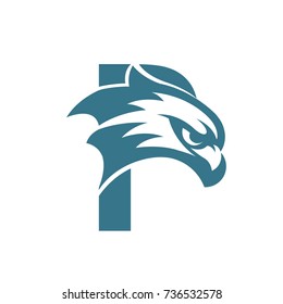 Initial P Hawk Face Aqua Color  