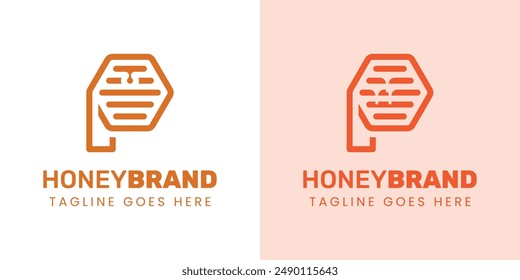 Initial P Honey Logo Set, Perfect for Beekeeping and Honey Producers
