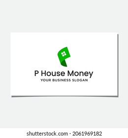 INITIAL P, HOUSE, AND MONEY LOGO DESIGN VECTOR
