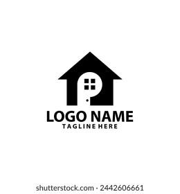 initial P inside home property simple logo design vector