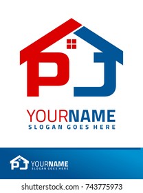 Initial P & J real estate logo template vector