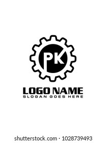Initial P & K gear logo template vector