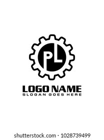 Initial P & L gear logo template vector